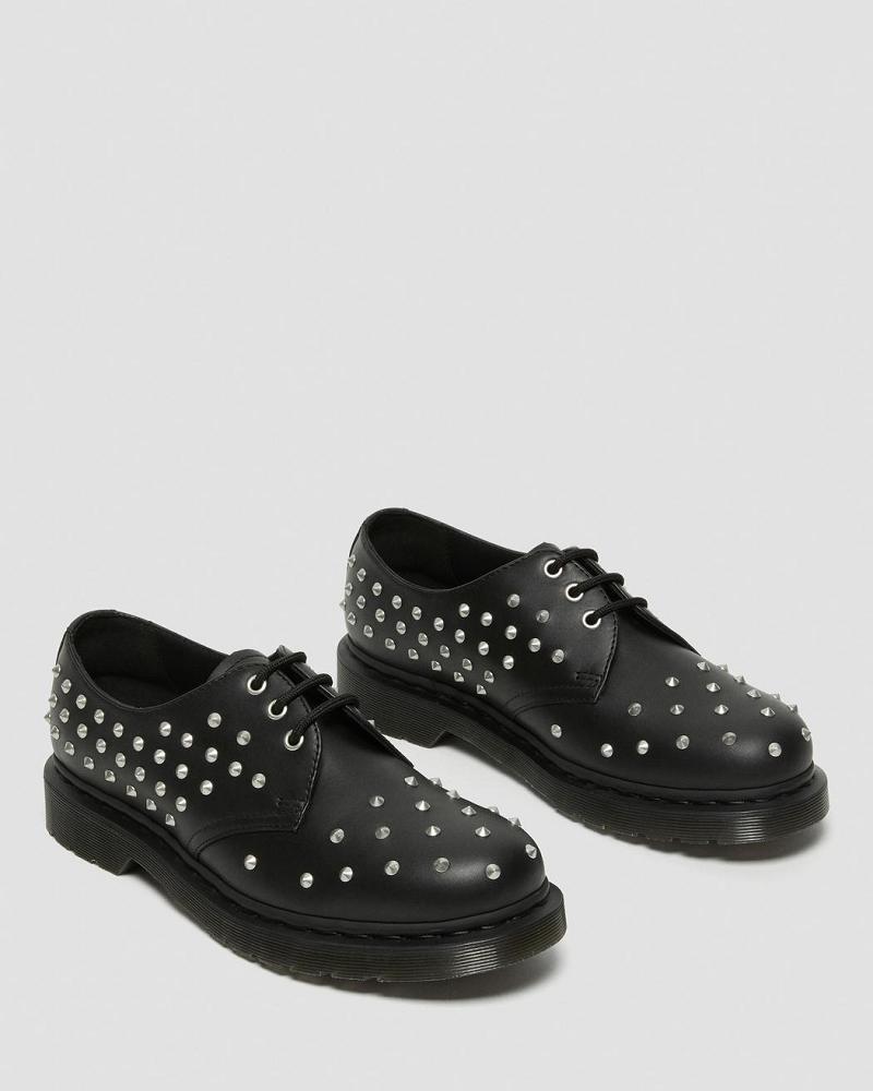 Dr Martens 1461 Stud Wanama Læder Oxford Sko Dame Sort | DK 374EBC